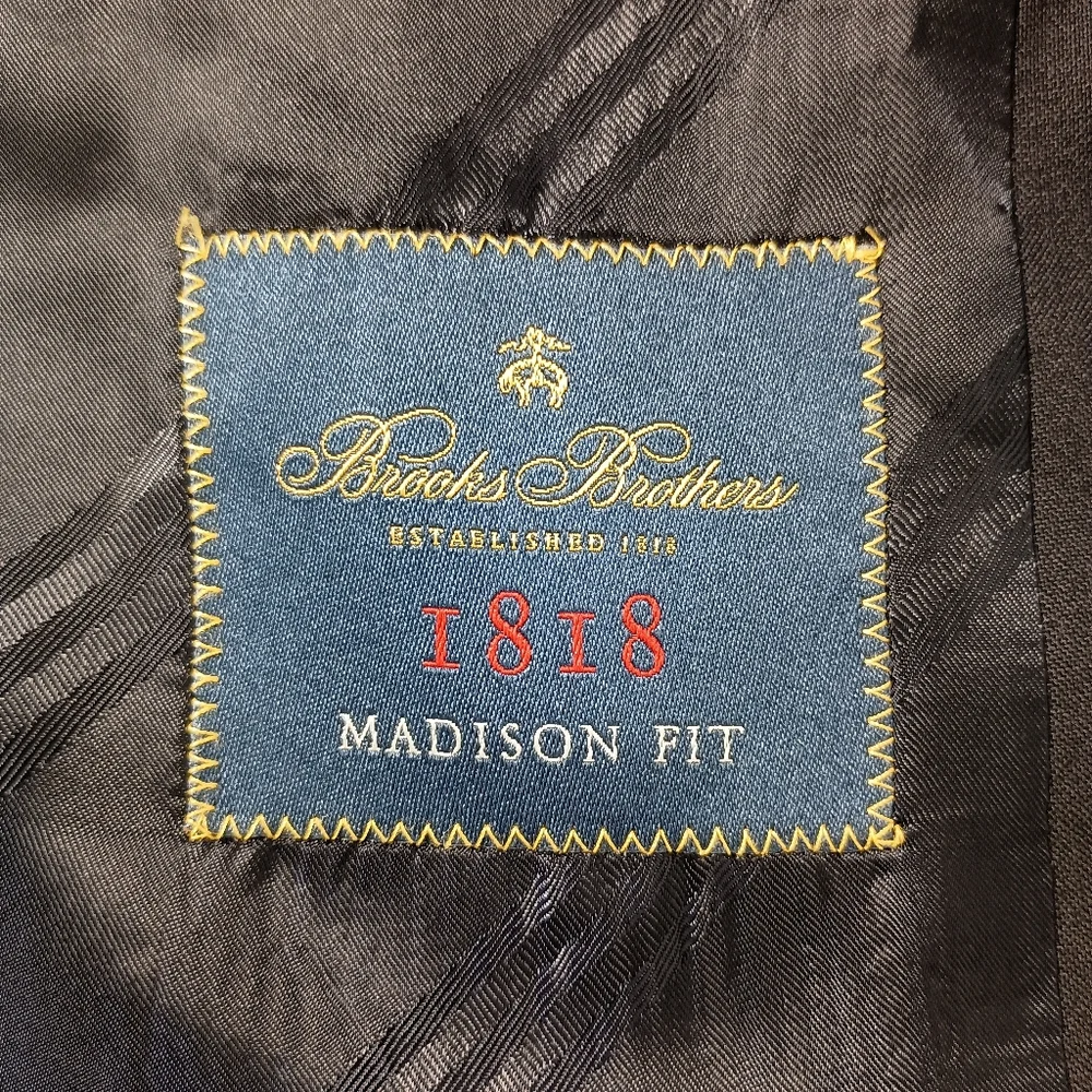 Brooks Brothers Madison Fit Black 100% Wool Blazer 48L‎ Gold Buttons Italy